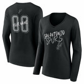 San Antonio Spurs Women's Hustle Custom Long Sleeve V-Neck T-Shirt - Black sale
