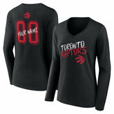 Toronto Raptors Women's Hustle Custom Long Sleeve V-Neck T-Shirt - Black cheap