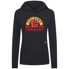 Calgary Flames Levelwear Women's Relay Banner Arch Pullover Hoodie Black