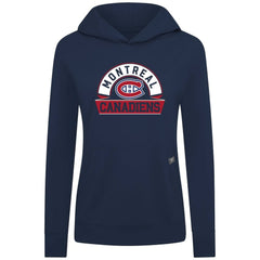 Montreal Canadiens Levelwear Women's Relay Banner Arch Pullover Hoodie Navy