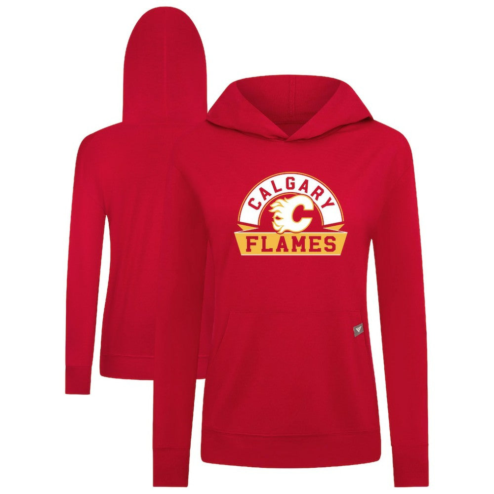 Calgary Flames Levelwear Women's Relay Banner Arch Pullover Hoodie Red