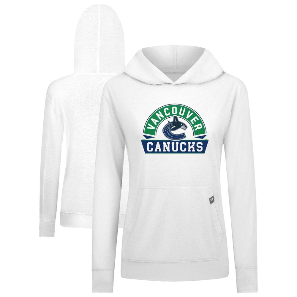 Vancouver Canucks Levelwear Women's Relay Banner Arch Pullover Hoodie White
