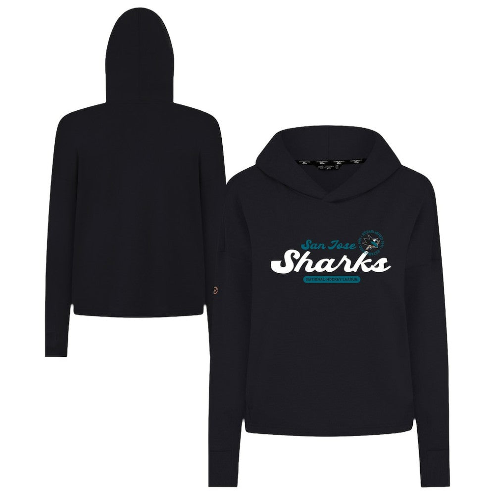 San Jose Sharks Levelwear Women's Sweet Monument Tri-Blend Cropped Pullover Hoodie Black