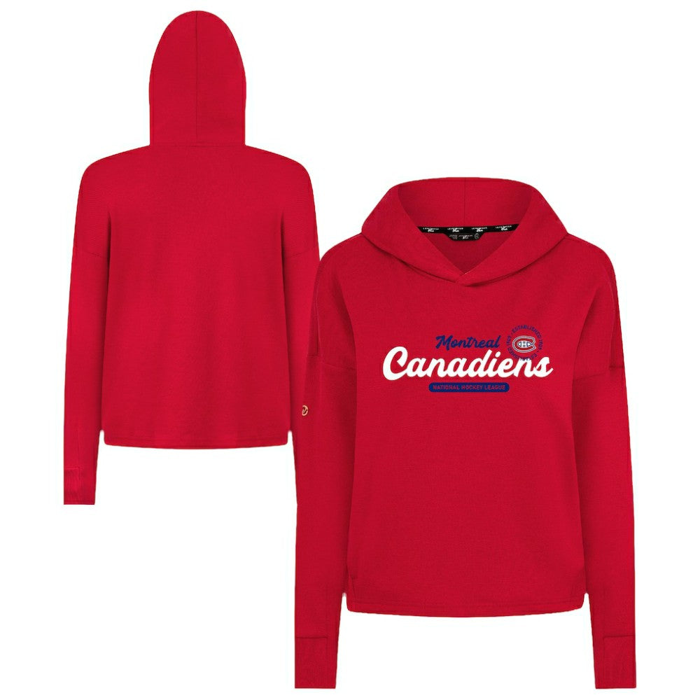 Montreal Canadiens Levelwear Women's Sweet Monument Tri-Blend Cropped Pullover Hoodie Red