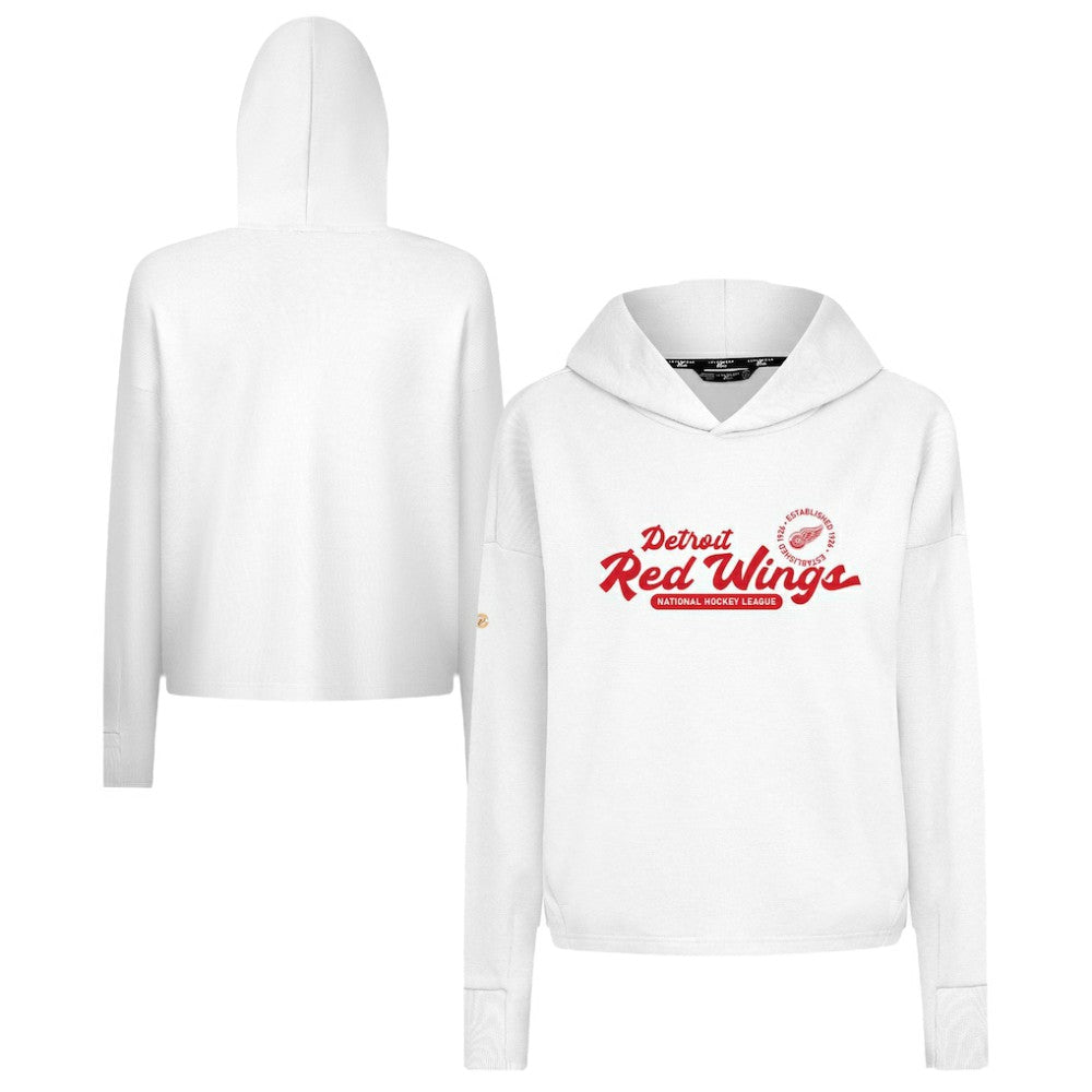 Detroit Red Wings Levelwear Women's Sweet Monument Tri-Blend Cropped Pullover Hoodie White