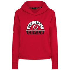 New Jersey Devils Levelwear Women's Sweet Banner Arch Tri-Blend Cropped Pullover Hoodie Red