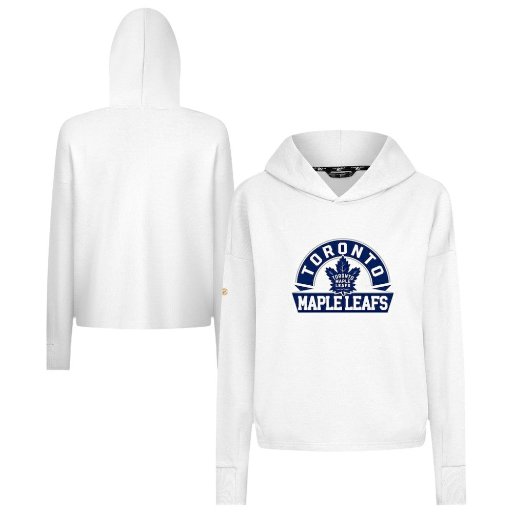 Toronto Maple Leafs Levelwear Women's Sweet Banner Arch Tri-Blend Cropped Pullover Hoodie White
