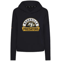 Nashville Predators Levelwear Women's Sweet Banner Arch Tri-Blend Cropped Pullover Hoodie Black