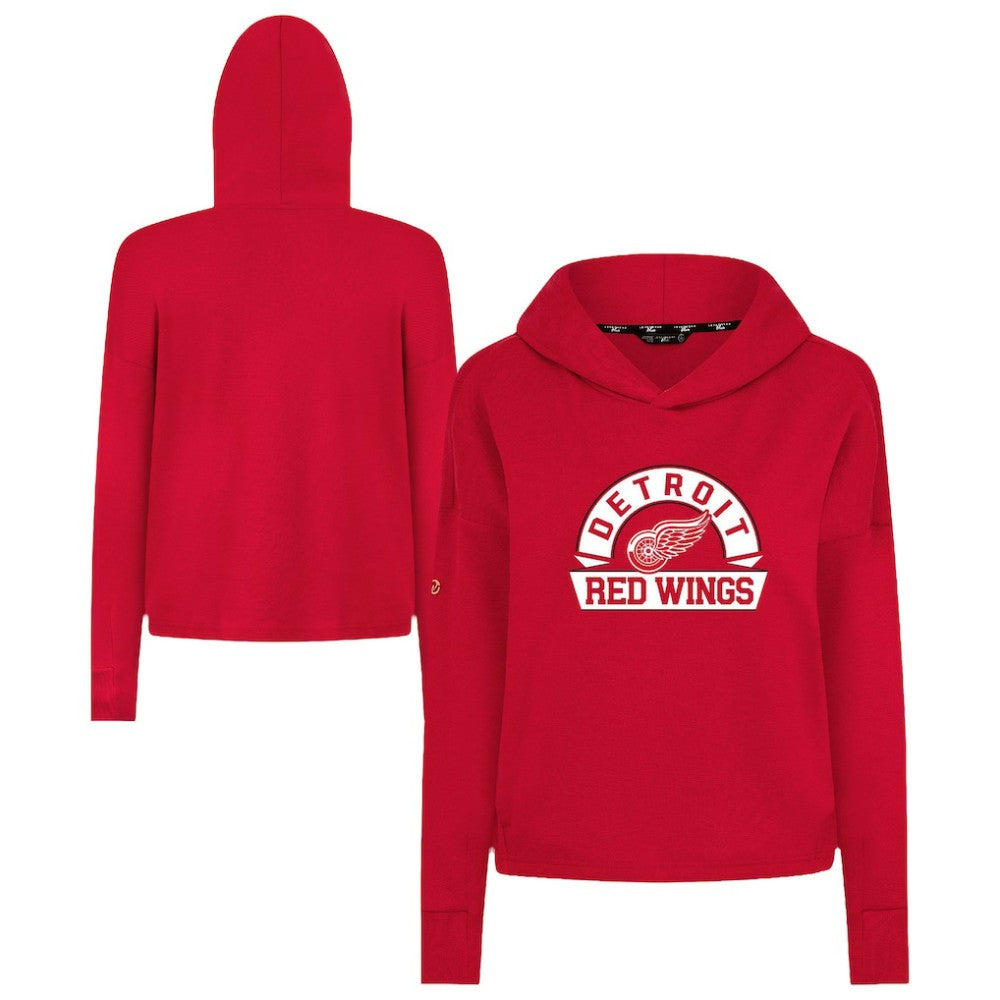 Detroit Red Wings Levelwear Women's Sweet Banner Arch Tri-Blend Cropped Pullover Hoodie Red