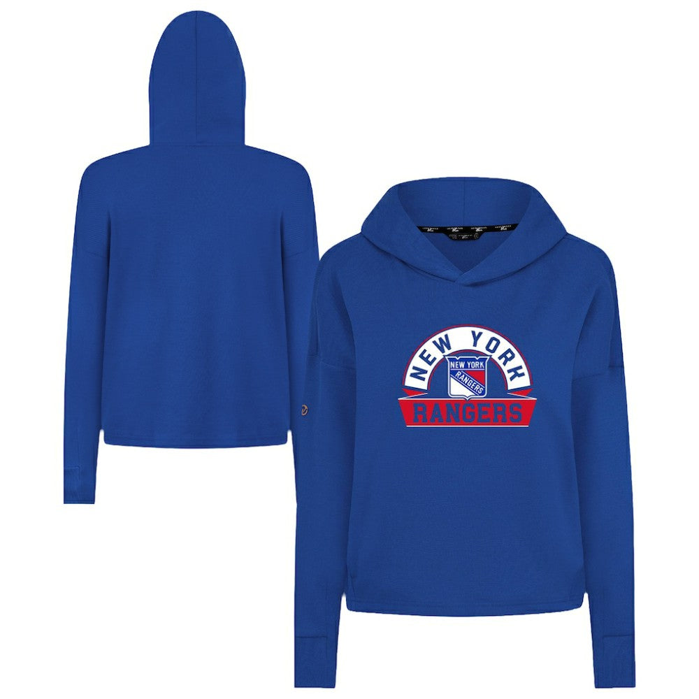 New York Rangers Levelwear Women's Sweet Banner Arch Tri-Blend Cropped Pullover Hoodie Royal