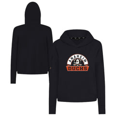 Anaheim Ducks Levelwear Women's Sweet Banner Arch Tri-Blend Cropped Pullover Hoodie Black