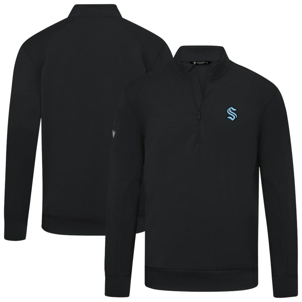 Seattle Kraken Levelwear Upright Tri-Blend Quarter-Zip Pullover Black