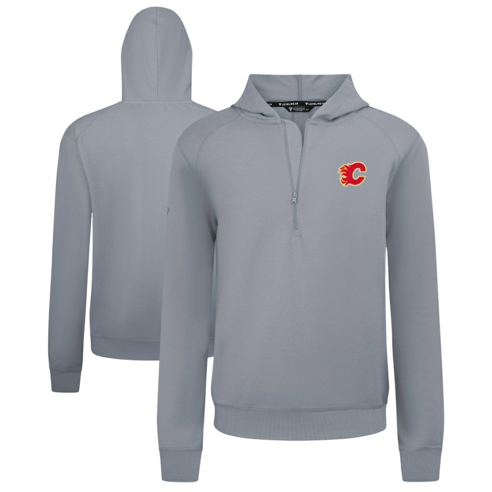 Calgary Flames Levelwear Technic Quarter-Zip Pullover Hoodie Gray