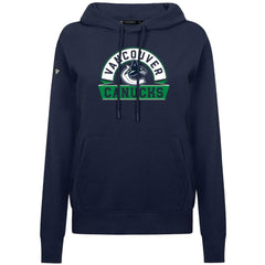 Vancouver Canucks Levelwear Women's Adorn Banner Arch Pullover Hoodie Navy