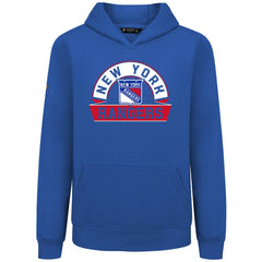 New York Rangers Levelwear Youth Podium Banner Arch Pullover Hoodie Royal