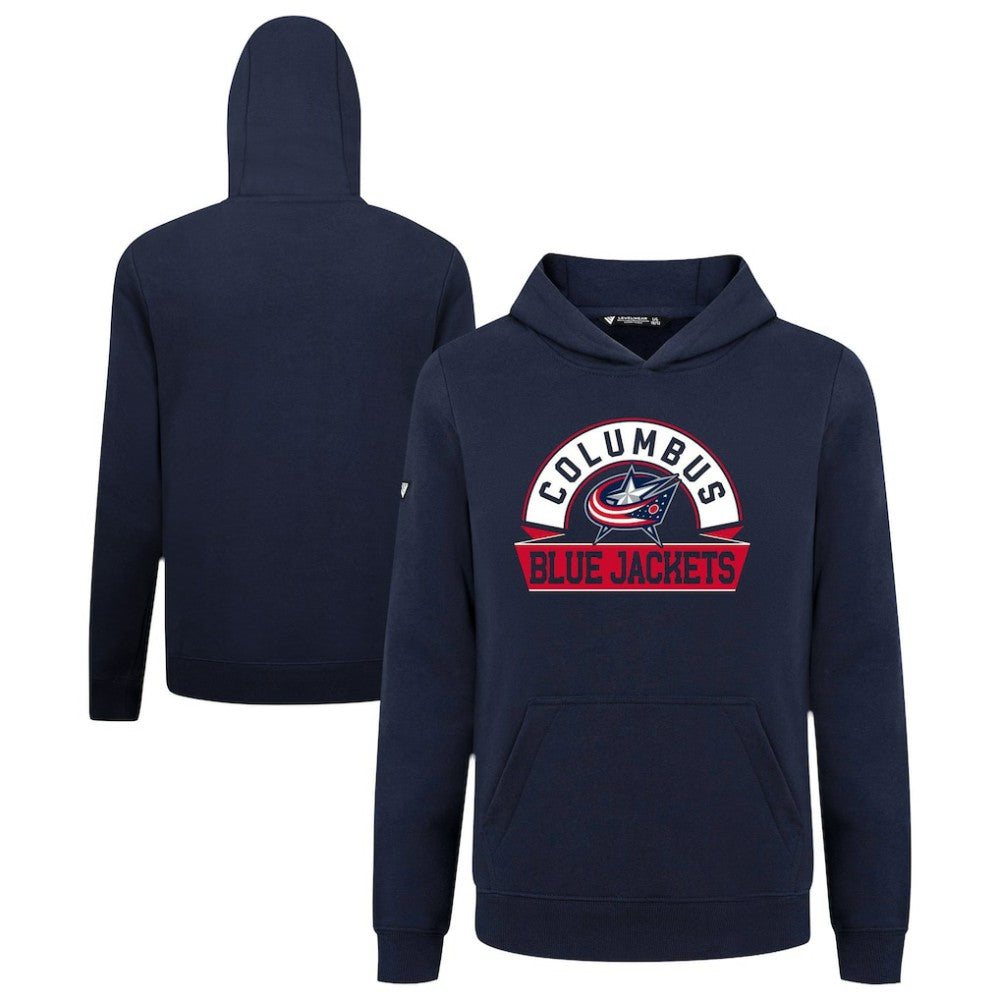 Columbus Blue Jackets Levelwear Youth Podium Banner Arch Pullover Hoodie Navy