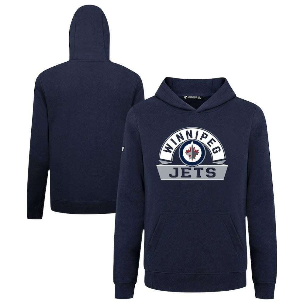 Winnipeg Jets Levelwear Youth Podium Banner Arch Pullover Hoodie Navy