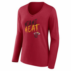 Miami Heat Women's Hustle Custom Long Sleeve V-Neck T-Shirt - Red outlet