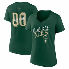 Milwaukee Bucks Women's Hustle Custom V-Neck T-Shirt - Hunter Green shop