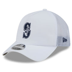 Seattle Mariners 2026 Batting Practice Apex 9FORTY Adjustable Trucker Hat - White | New Era
