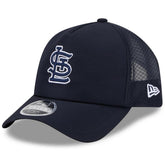 St. Louis Cardinals 2026 Batting Practice Apex 9FORTY Adjustable Trucker Hat - Navy | New Era