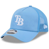 Tampa Bay Rays 2026 Batting Practice Apex 9FORTY Adjustable Trucker Hat - Light Blue | New Era