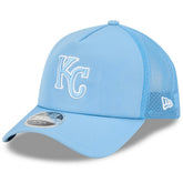 Kansas City Royals 2026 Batting Practice Apex 9FORTY Adjustable Trucker Hat - Light Blue | New Era