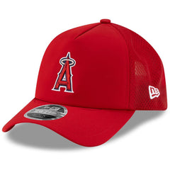 Los Angeles Angels 2026 Batting Practice Apex 9FORTY Adjustable Trucker Hat - Red | New Era