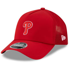 Philadelphia Phillies 2026 Batting Practice Apex 9FORTY Adjustable Trucker Hat - Red | New Era