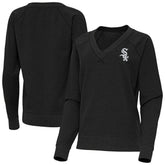 Chicago White Sox Antigua Women's Varsity Tri-Blend V-Neck Long Sleeve T-Shirt - Heather Black