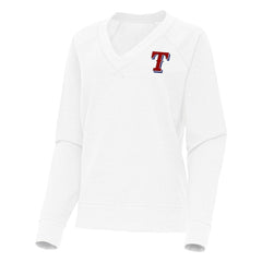 Texas Rangers Antigua Women's Varsity Tri-Blend V-Neck Long Sleeve T-Shirt - White