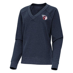 Cleveland Guardians Antigua Women's Varsity Tri-Blend V-Neck Long Sleeve T-Shirt - Heather Navy