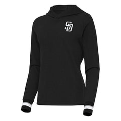 San Diego Padres Antigua Women's Trek Pullover Hoodie - Black