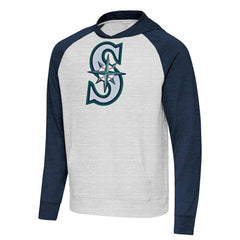 Seattle Mariners Antigua Urgent Pullover Hoodie - Heather Navy/Gray