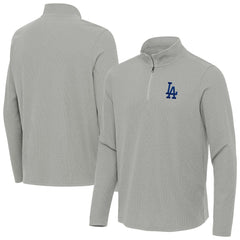 Los Angeles Dodgers Antigua Sync Tri-Blend Quarter-Zip Pullover - Heather Gray