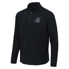 Miami Marlins Antigua Sync Tri-Blend Quarter-Zip Pullover - Heather Black