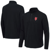 New York Mets Antigua Sync Tri-Blend Quarter-Zip Pullover - Heather Black