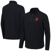 Baltimore Orioles Antigua Sync Tri-Blend Quarter-Zip Pullover - Heather Black