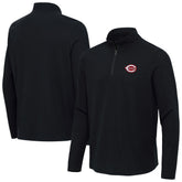 Cincinnati Reds Antigua Sync Tri-Blend Quarter-Zip Pullover - Heather Black