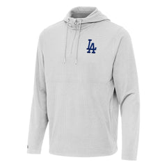 Los Angeles Dodgers Antigua Connected Quarter-Zip Pullover Hoodie - Gray