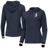 Seattle Mariners Antigua Women's Trek Pullover Hoodie - Heather Navy