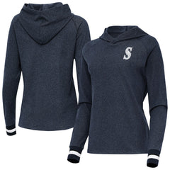 Seattle Mariners Antigua Women's Trek Pullover Hoodie - Heather Navy