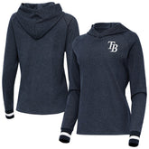Tampa Bay Rays Antigua Women's Trek Pullover Hoodie - Heather Navy