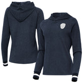 Milwaukee Brewers Antigua Women's Trek Pullover Hoodie - Heather Navy