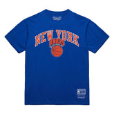 New York Knicks Hardwood Classics Vintage Logo T-Shirt - Blue | Mitchell & Ness for sale
