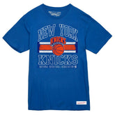 New York Knicks Striped Logo Lockup Premium T-Shirt - Royal | Mitchell & Ness online