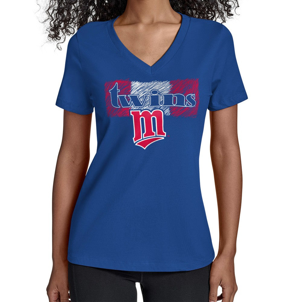 Minnesota Twins Starter Women's Team Color Shading V-Neck T-Shirt - Royal