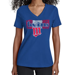Minnesota Twins Starter Women's Team Color Shading V-Neck T-Shirt - Royal