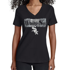 Chicago White Sox Starter Women's Team Color Shading V-Neck T-Shirt - Black
