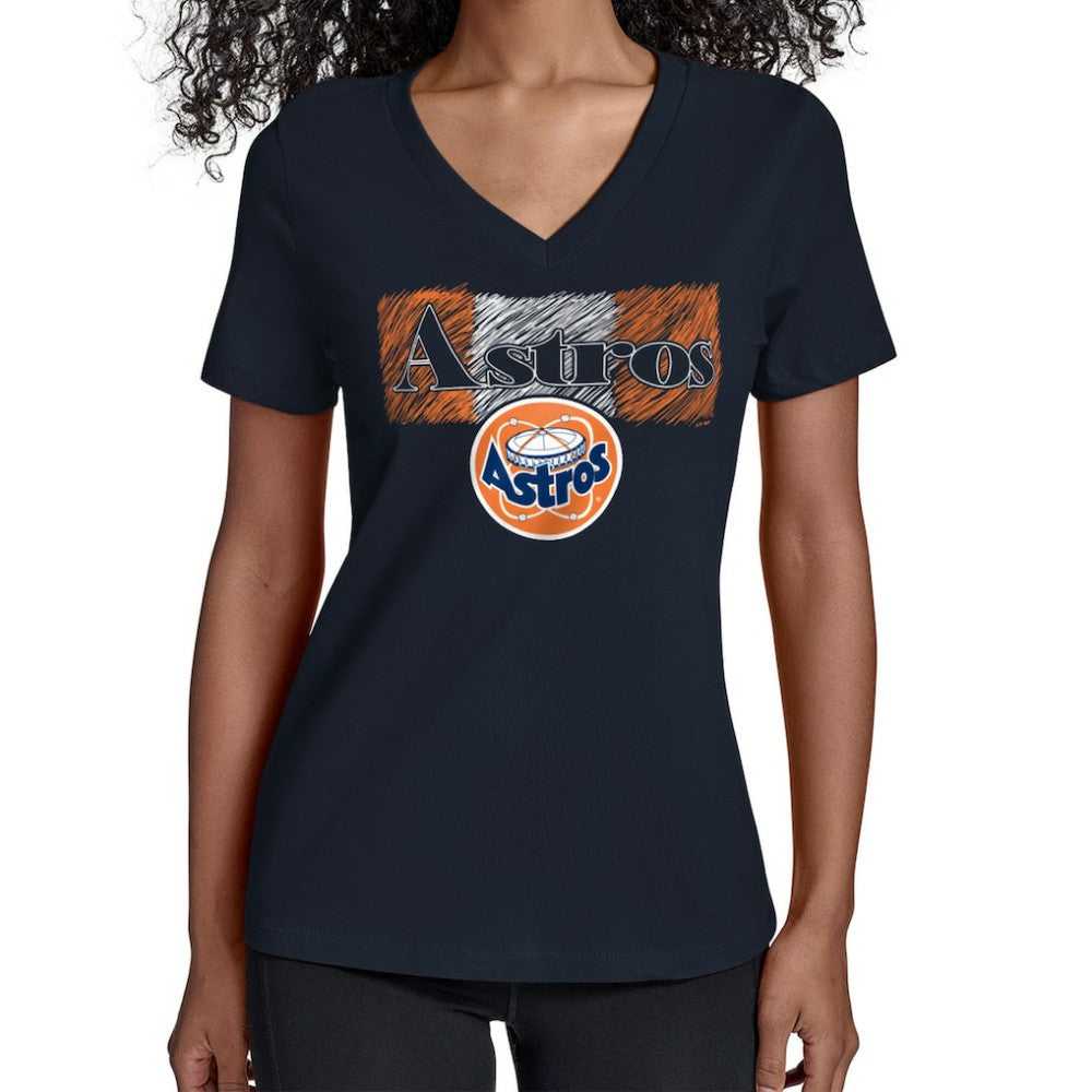 Houston Astros Starter Women's Team Color Shading V-Neck T-Shirt - Navy